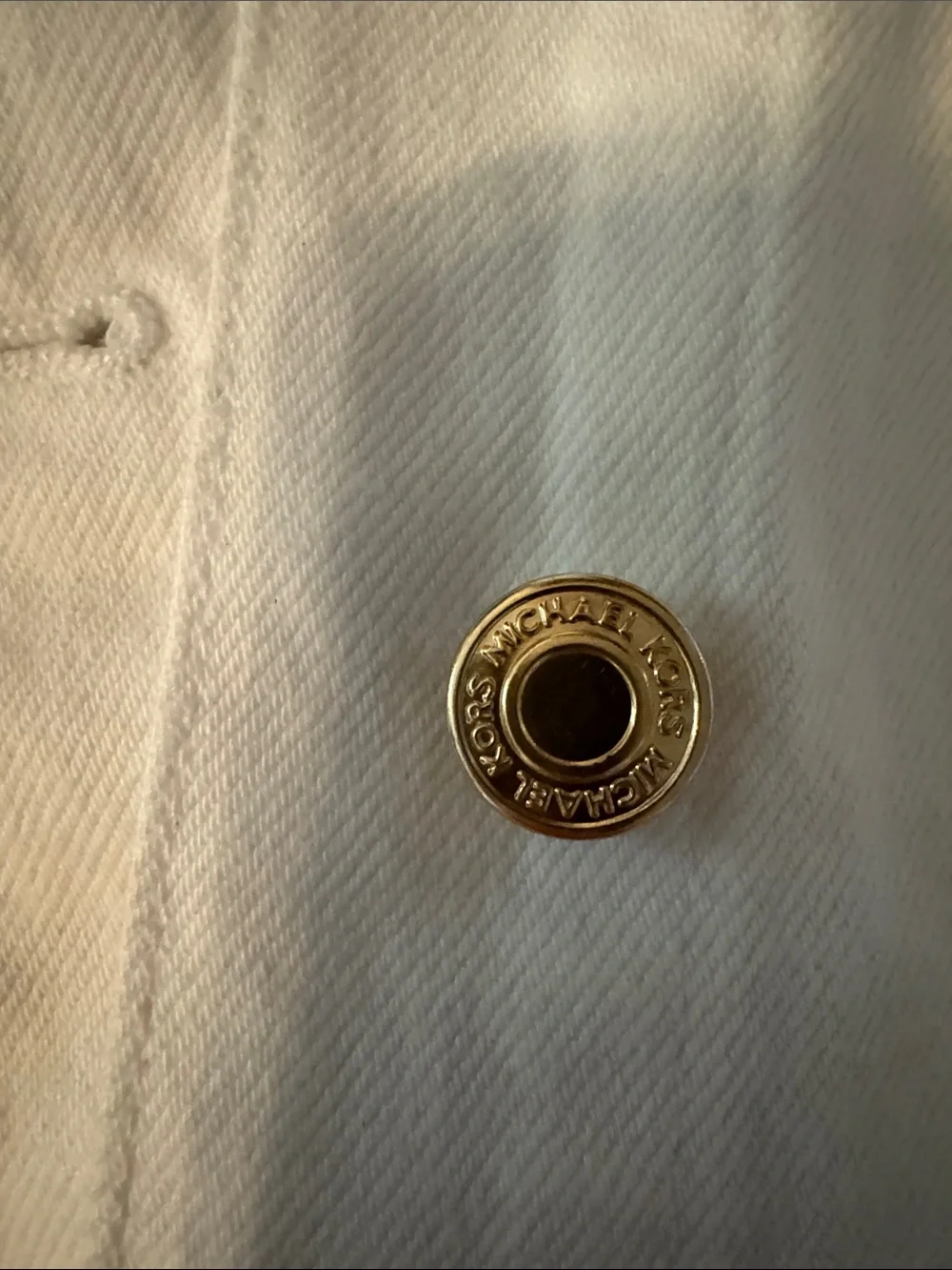 Michael Kors White Denim Jacket with Gold-Tone Buttons